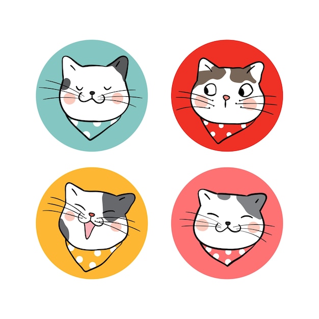 Jefe de diseño plano de emoción gato lindo