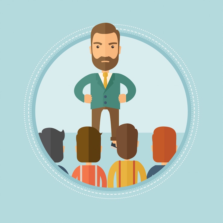 Vector jefe enojado con empleados durante la reunión.