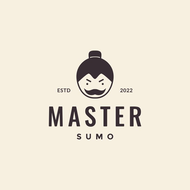Jefe maestro sumo mascota lindo dibujos animados hipster logo diseño vector