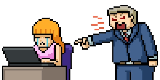 Jefe de oficina de pixel art regañando