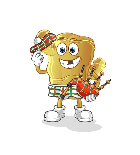 Jengibre escocés con vector de gaitas. personaje animado