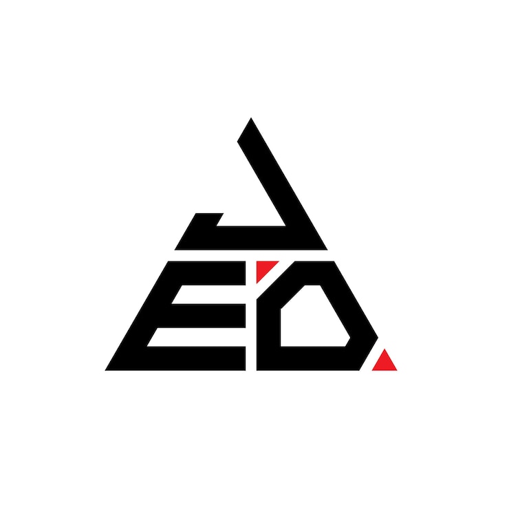 Vector jeo triángulo letra diseño de logotipo con forma de triángulo jeo logotipo triángulo diseño monograma jeo triangle vector logotipo plantilla con color rojo logotipo triangular jeo sencillo elegante y lujoso logotipo