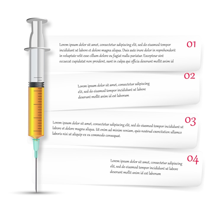 Vector jeringa con aguja y medicina