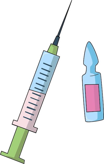 Vector jeringa y ampolla el concepto del coronavirus cavid19