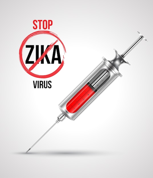 Jeringa con parada virus zika