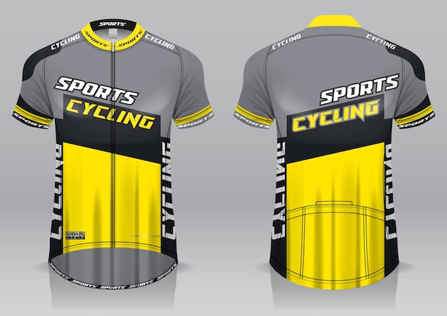 Jersey de ciclismo con vista frontal y trasera de diseño deportivo.