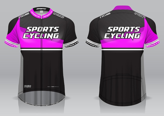 Jersey de ciclismo con vista frontal y trasera de diseño deportivo.