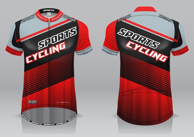 Jersey de ciclismo con vista frontal y trasera de diseño deportivo.