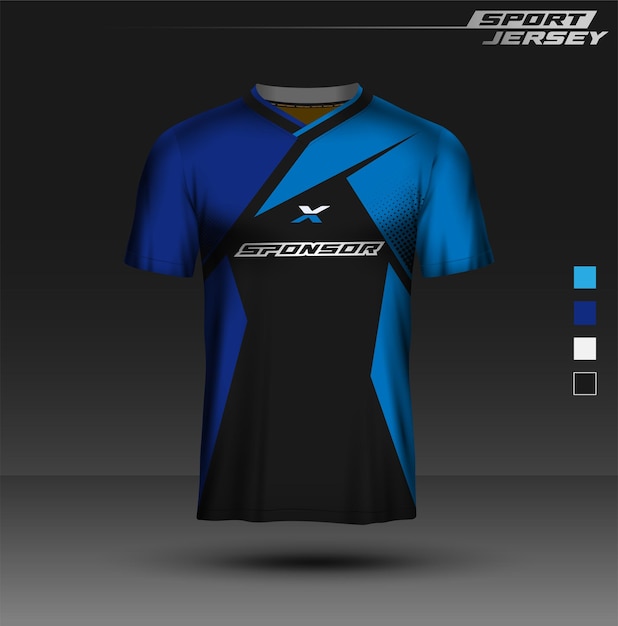 Jersey y deportes de juego azul y negro