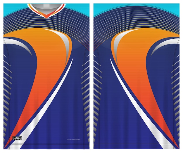 Jersey de fútbol, tela de plantilla de vista frontal y posterior uniforme