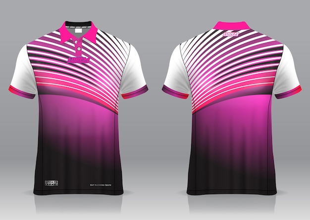 Jersey de golf, vista frontal y posterior, diseño deportivo