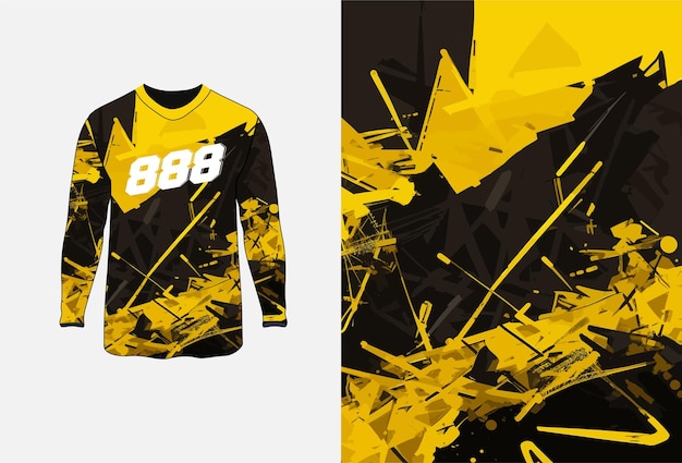 Jersey de manga larga con textura grunge para ropa deportiva extrema con patrón vectorial