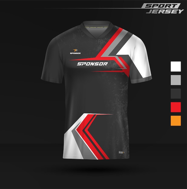 Jerseys deportivos y deportivos negros grises rojos blancos