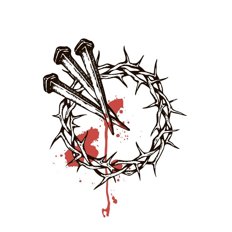 Vector jesus clava con corona de espinas