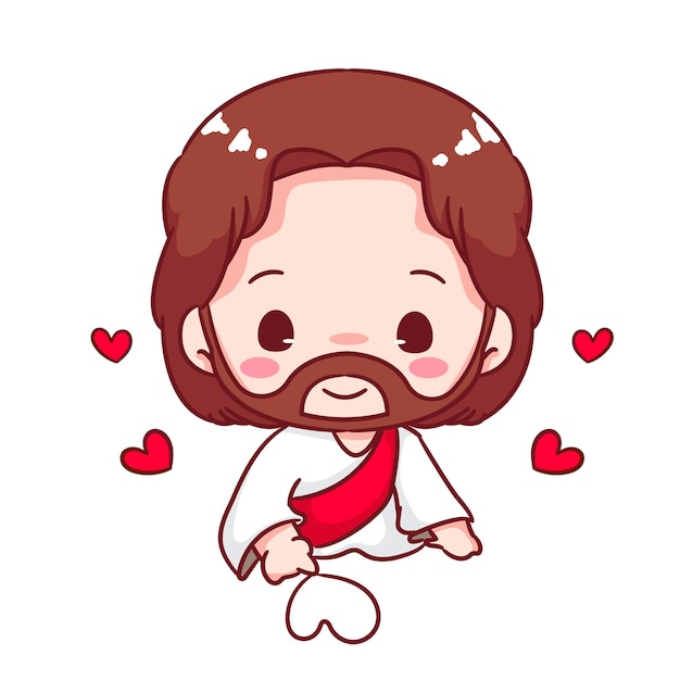 Jesús lindo escriba en el suelo dibujos animados vectorial cristianismo religión diseño conceptual