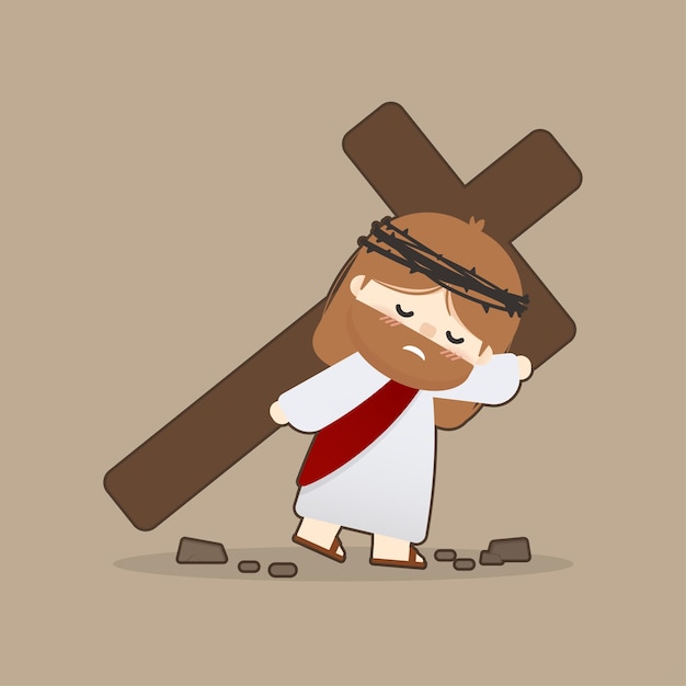 Vector jesús lleva la cruz