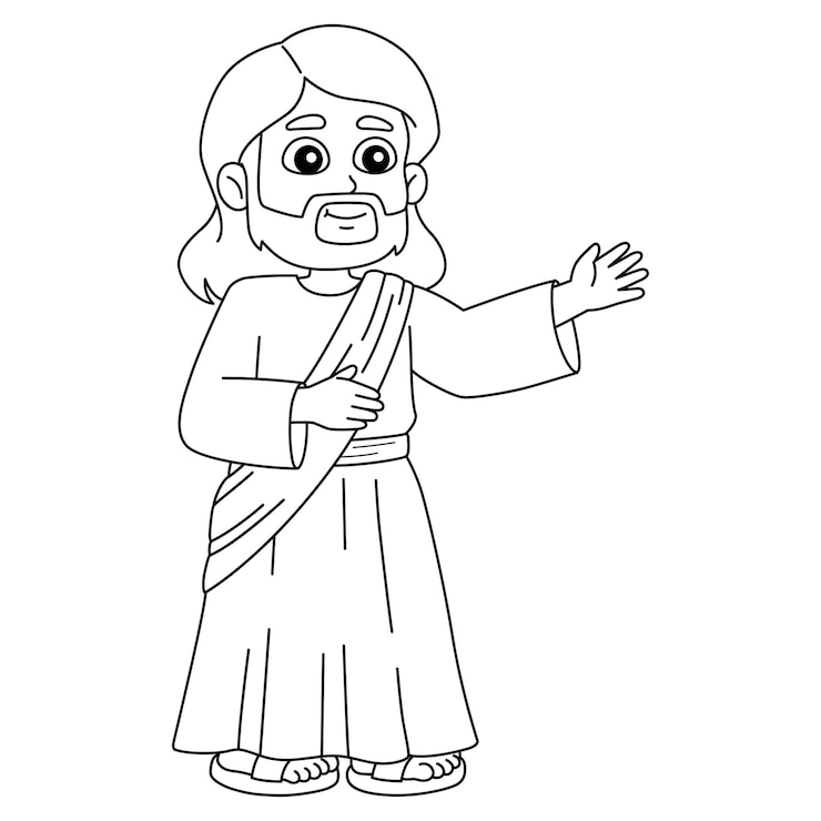 Vector jesús el mesías aislado página para colorear para niños