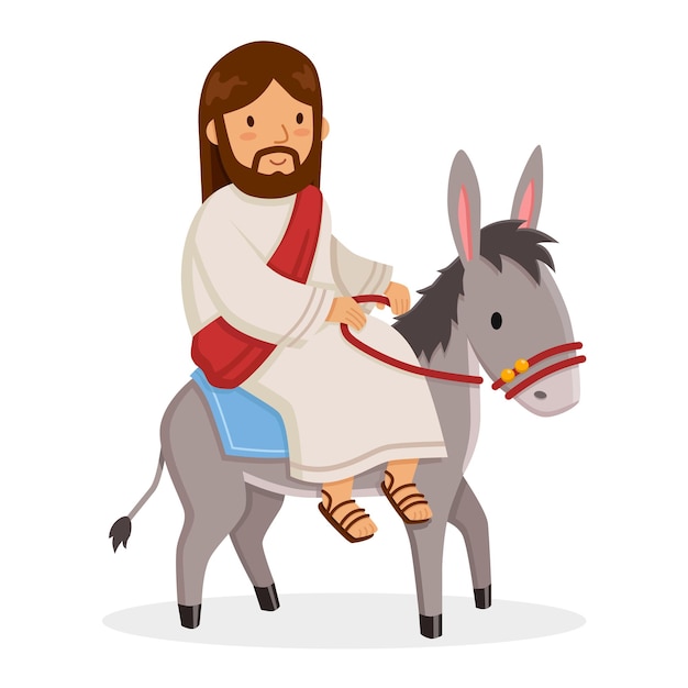 Vector jesús montando un burro