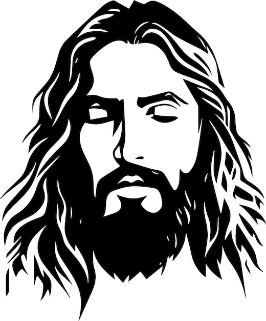 Vector jesús retrato blanco y negro ai generado