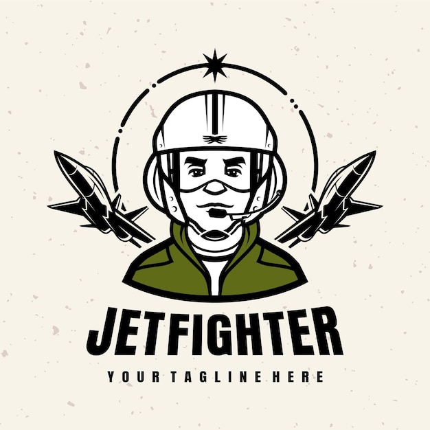 jet fighter piloto logo vector premium