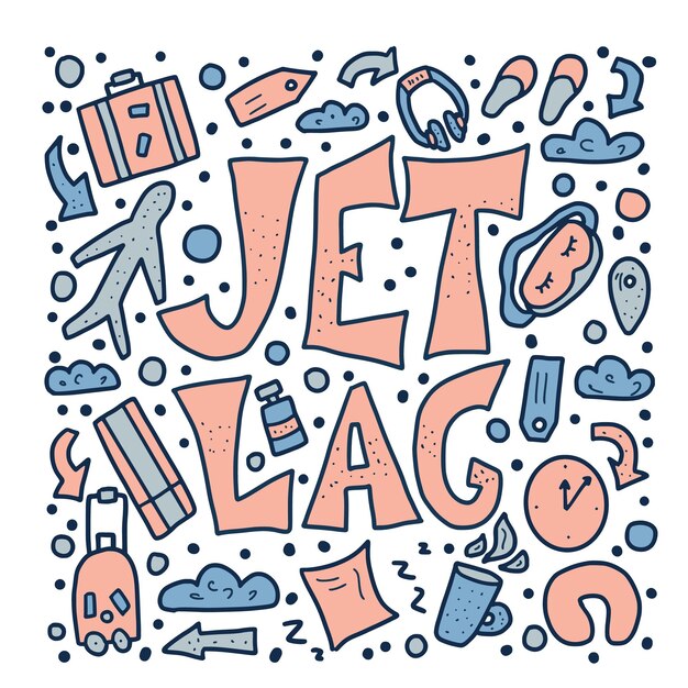Jet lag cita estilizada Emblema del concepto vectorial