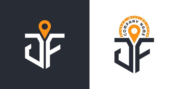 JF Location Logo Bundle Letter JF Logo Dual Vector Icons para el reclutamiento y la navegación