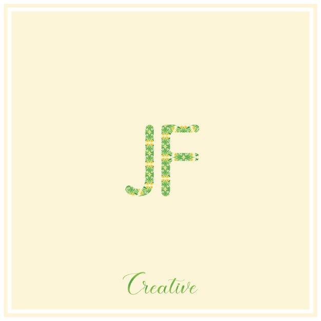 JF Natural Green Logo El último diseño del logotipo Ilustración vectorial Logotipo creativo Logotipo mínimo Monograma
