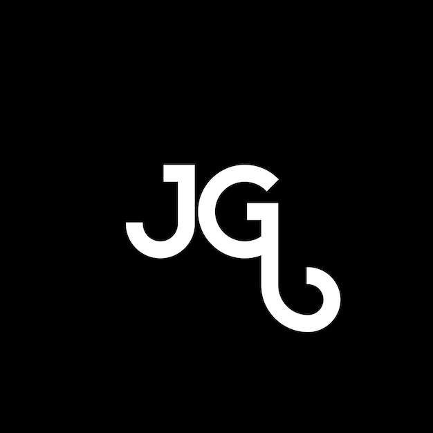 Vector jg diseño de letra de logotipo en fondo negro jg iniciales creativas concepto de letra logotipo jg diseño de letra jg diseño en letra blanca en fondo negro logotipo j g j g