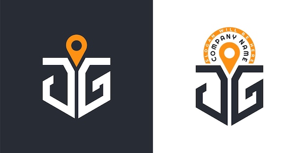 JG Location Logo Bundle Letter JG Logo Dual Vector Icons para el reclutamiento y la navegación