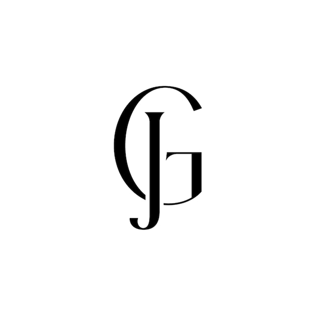 JG monograma logotipo diseño carta texto nombre símbolo monocromo logotipo alfabeto carácter simple logotipo