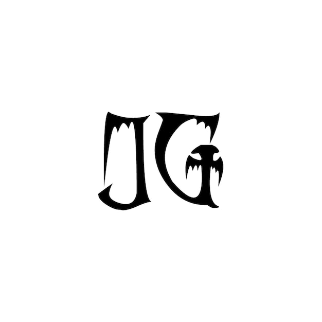 JG monograma logotipo diseño carta texto nombre símbolo monocromo logotipo alfabeto carácter simple logotipo