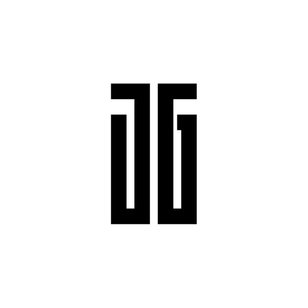 JG monograma logotipo diseño carta texto nombre símbolo monocromo logotipo alfabeto carácter simple logotipo
