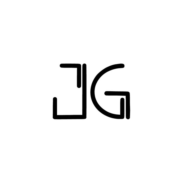JG monograma logotipo diseño carta texto nombre símbolo monocromo logotipo alfabeto carácter simple logotipo