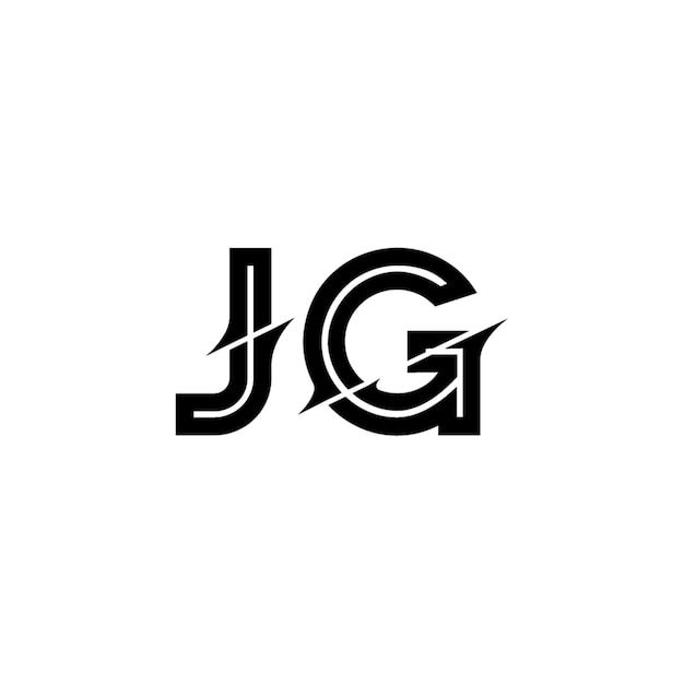 JG monograma logotipo diseño carta texto nombre símbolo monocromo logotipo alfabeto carácter simple logotipo