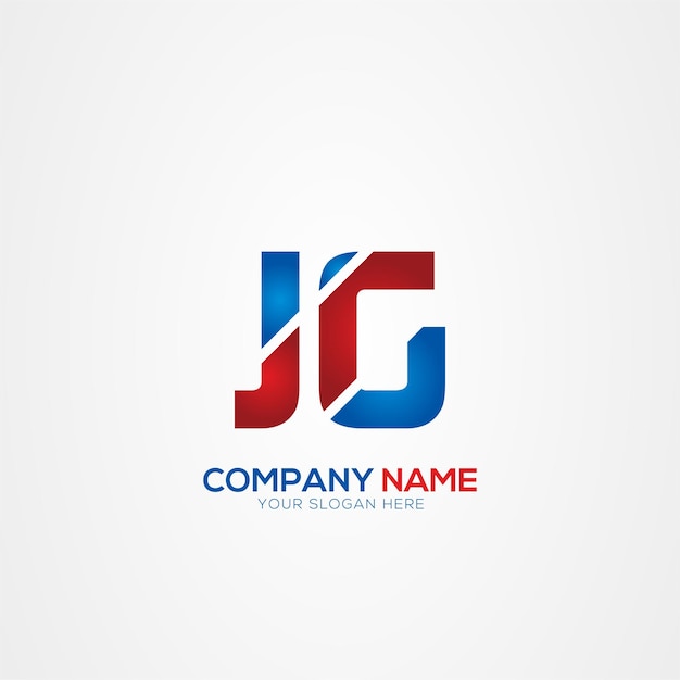 JG o GJ Creative Modern Letters Diseño del logotipo Elemento rojo y azul