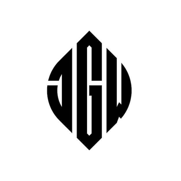 JGW diseño de logotipo de letras circulares con forma de círculo y elipse JGW letras elípticas con estilo tipográfico Las tres iniciales forman un logotipo de círculo JGW círculo emblema monograma abstracto letra marca vector
