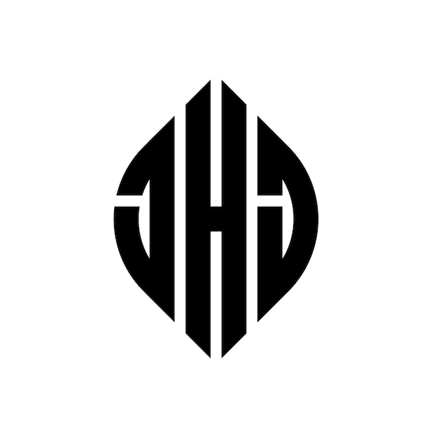 JHJ diseño de logotipo de letras circulares con forma de círculo y elipse JHJ letras elípticas con estilo tipográfico Las tres iniciales forman un logotipo de círculo JHJ emblema de círculo Monograma abstracto letra marca vector