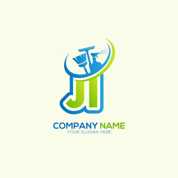 JI o IJ Letra local Vector de limpieza Vector del logotipo del servicio de limpia