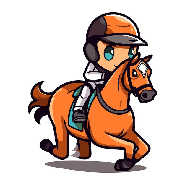 Vector jinete de caballo ilustración vectorial de dibujos animados aislada en un fondo blanco