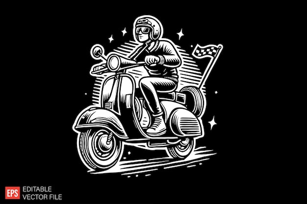 El jinete de scooter de época