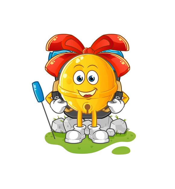 Jingle bell ir a la mascota de camping. vector de dibujos animados