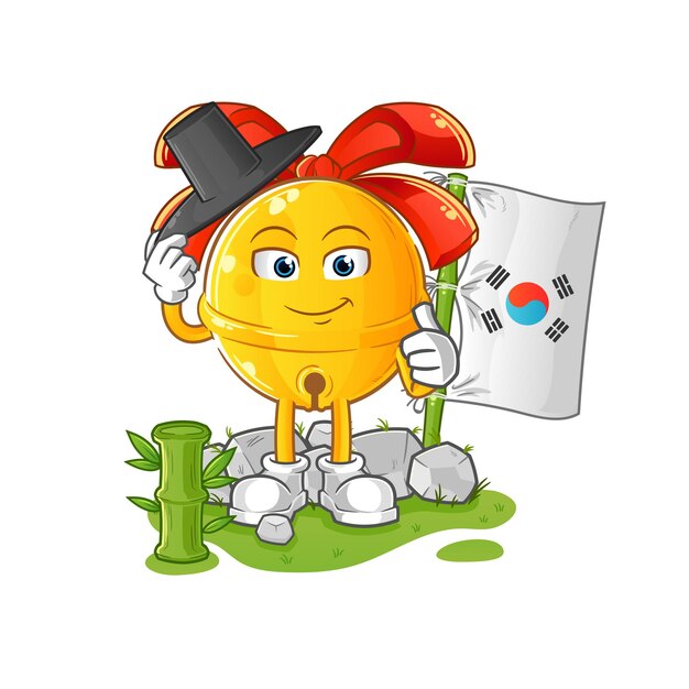 Jingle bell personaje coreano. vector de mascota de dibujos animados