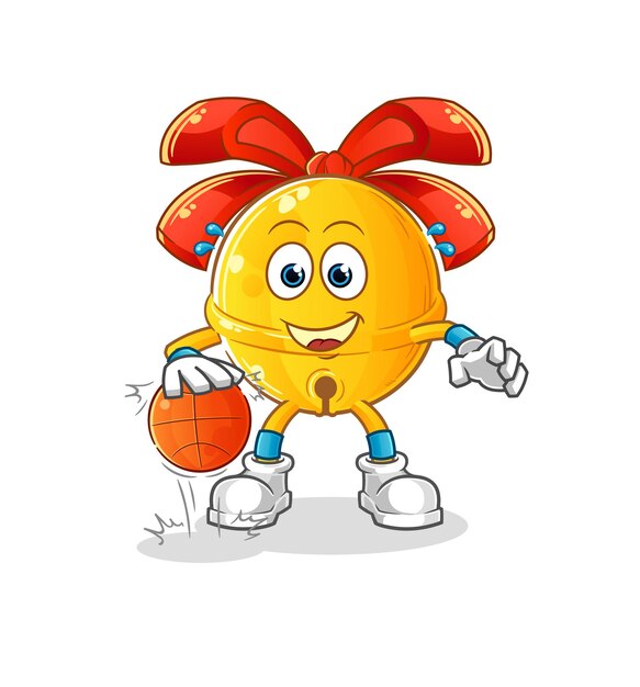 Jingle bell regate personaje de baloncesto. vector de mascota de dibujos animados