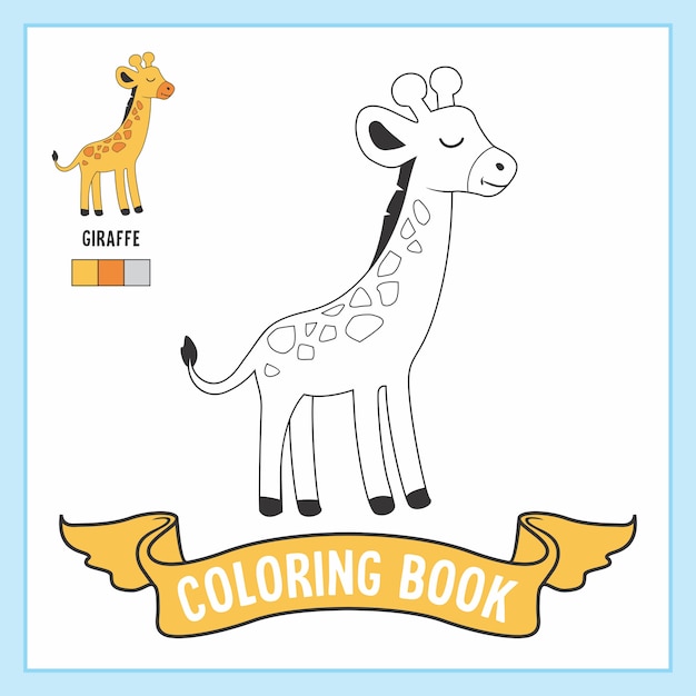 Jirafa animales para colorear libro