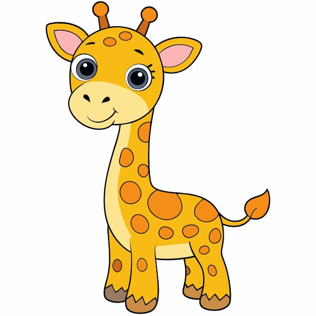 una jirafa de dibujos animados con una cabeza amarilla y un fondo marrón y blanco