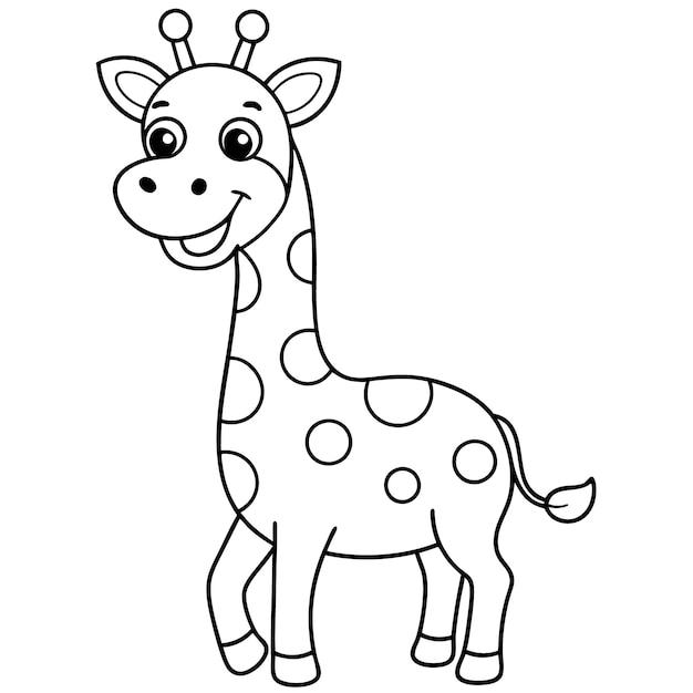 una jirafa de dibujos animados con una cara blanca y negra y un fondo blanco y negro