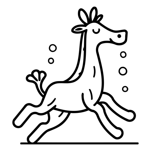 Jirafa de dibujos animados corriendo Ilustración vectorial de un animal lindo en estilo plano