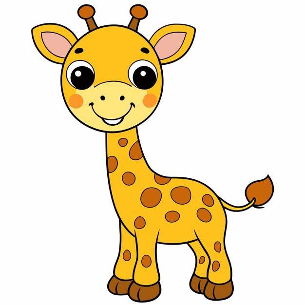 una jirafa de dibujos animados con una nariz negra y una nariz marrón