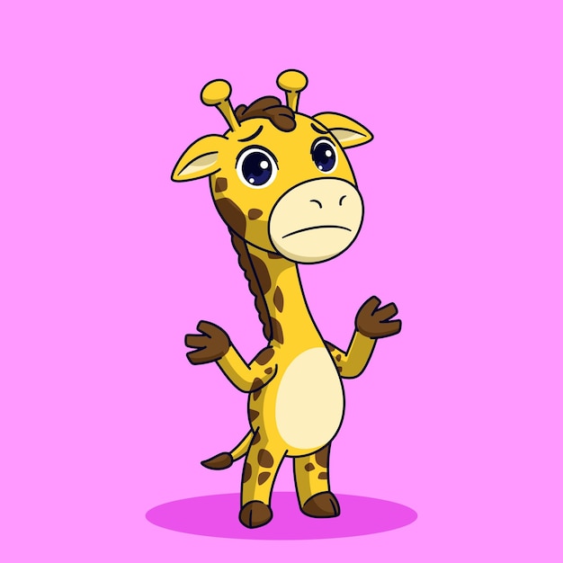 jirafa de dibujos animados de pie ilustración vectorial premium