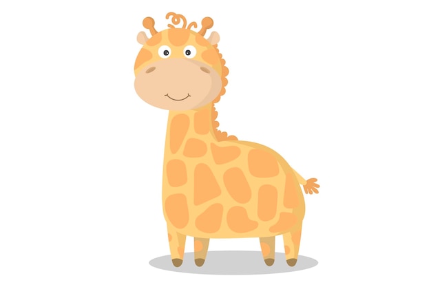 Jirafa de dibujos animados de vector animal africano jirafa amable divertido divertido lindo hornnose adorable pequeño animal africano para niños de impresión de moda usar diseño de tarjeta de felicitación de invitación de cartel de vivero